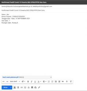 contoh kirim email konfirmasi positif covid